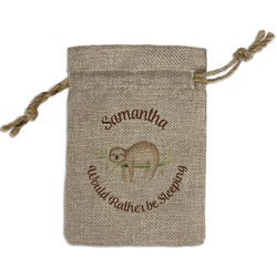 Sloth Small Burlap Gift Bag - Front (Personalized)