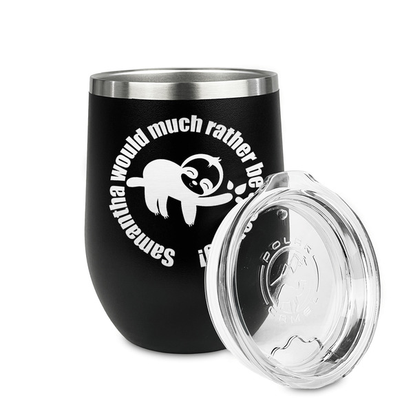 Sloth Stainless Wine Tumblers - Black - Double Sided - Alt View