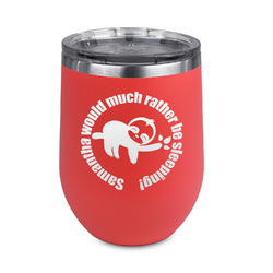Sloth Stemless Stainless Steel Wine Tumbler - Coral - Double Sided (Personalized)