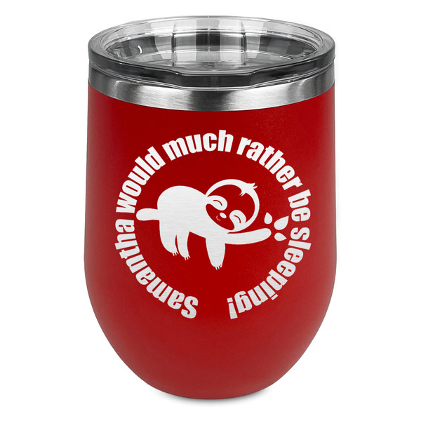 Custom Sloth Stemless Stainless Steel Wine Tumbler - Red - Single Sided (Personalized)