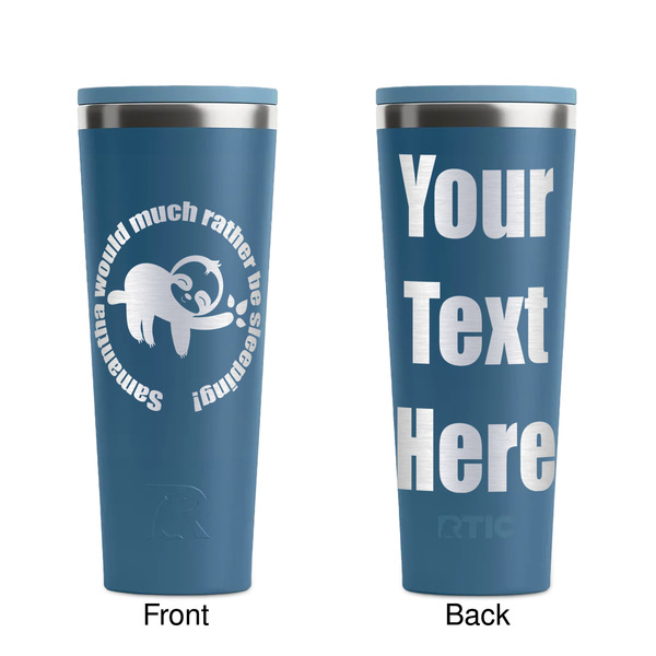 Sloth Steel Blue RTIC Everyday Tumbler - 28 oz. - Front and Back