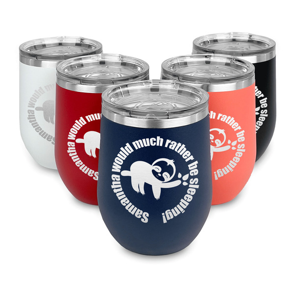 Sloth Steel Wine Tumblers Multiple Colors