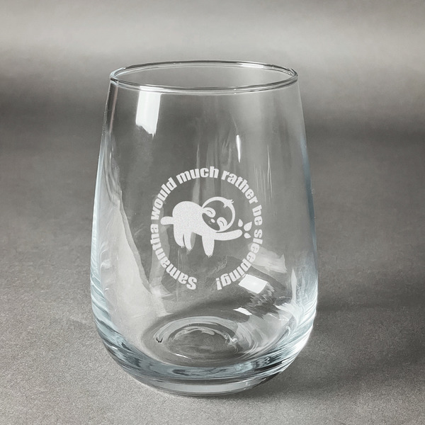 Custom Sloth Stemless Wine Glass (Single) (Personalized)