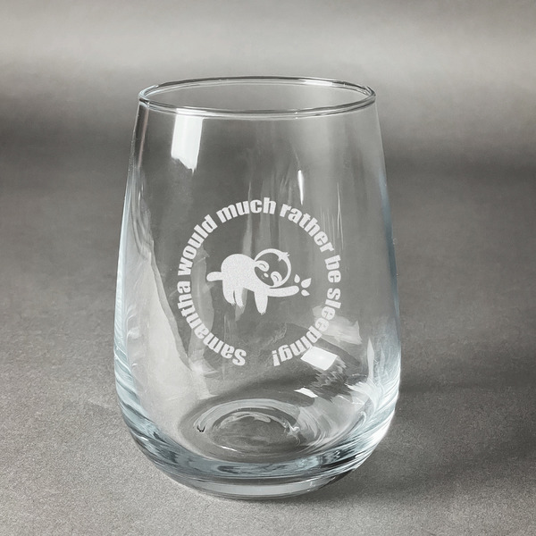 Custom Sloth Stemless Wine Glass - Engraved (Personalized)