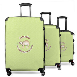 Sloth 3 Piece Luggage Set - 20" Carry On, 24" Medium Checked, 28" Large Checked (Personalized)