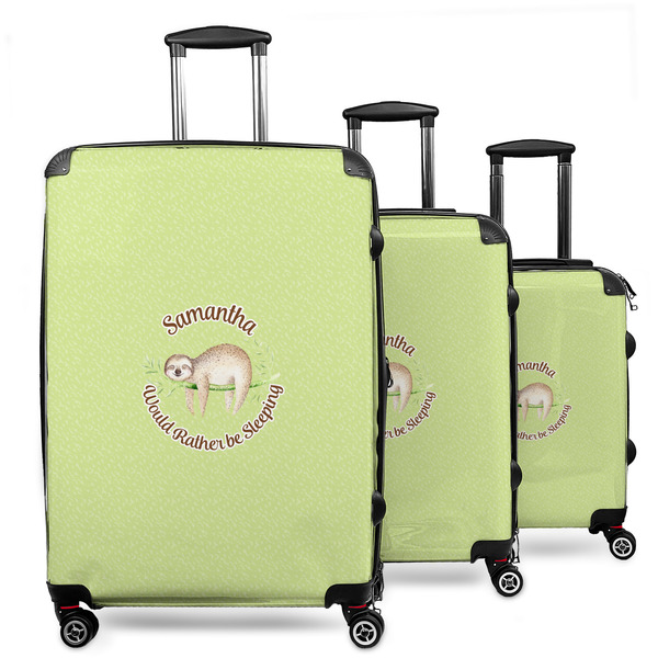 Custom Sloth 3 Piece Luggage Set - 20" Carry On, 24" Medium Checked, 28" Large Checked (Personalized)