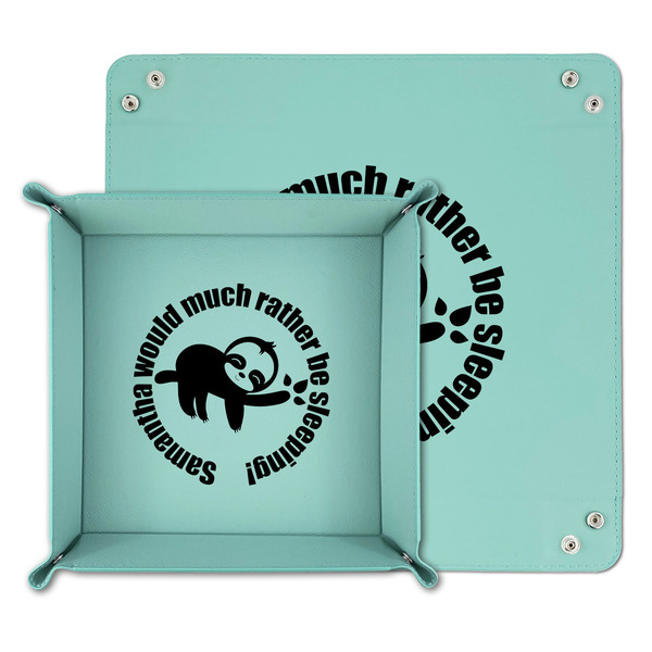 Sloth Teal Faux Leather Valet Trays - PARENT MAIN