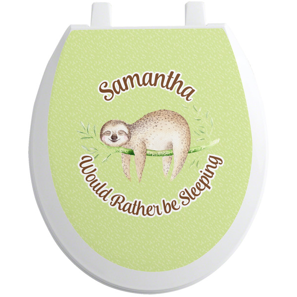 Custom Sloth Toilet Seat Decal - Round (Personalized)