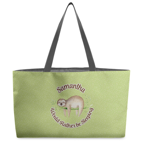 Custom Sloth Beach Totes Bag - w/ Black Handles (Personalized)