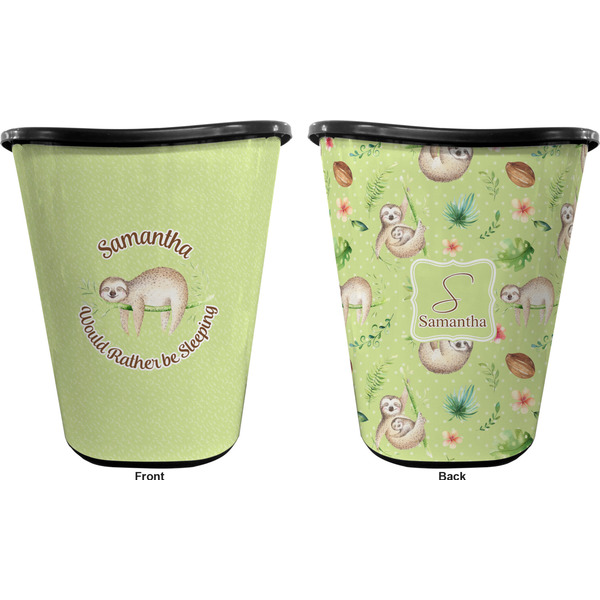 Sloth Trash Can Black - Front and Back - Apvl