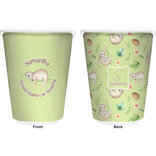 Sloth Trash Can White - Front and Back - Apvl