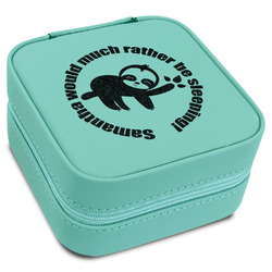 Sloth Travel Jewelry Box - Teal Leather (Personalized)
