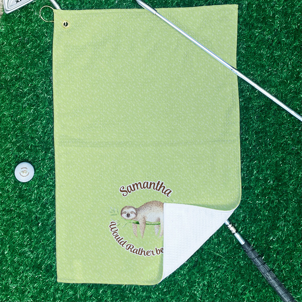 Sloth Waffle Weave Golf Towel - In Context