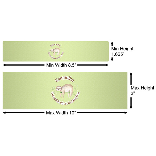 Sloth Water Bottle Labels w/ Dimensions