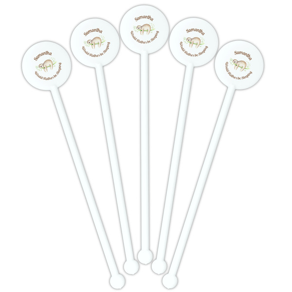 Sloth White Plastic 5.5" Stir Stick - Fan View