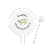 Sloth 5.5" Round Plastic Stir Sticks - White - Single Sided (Personalized)
