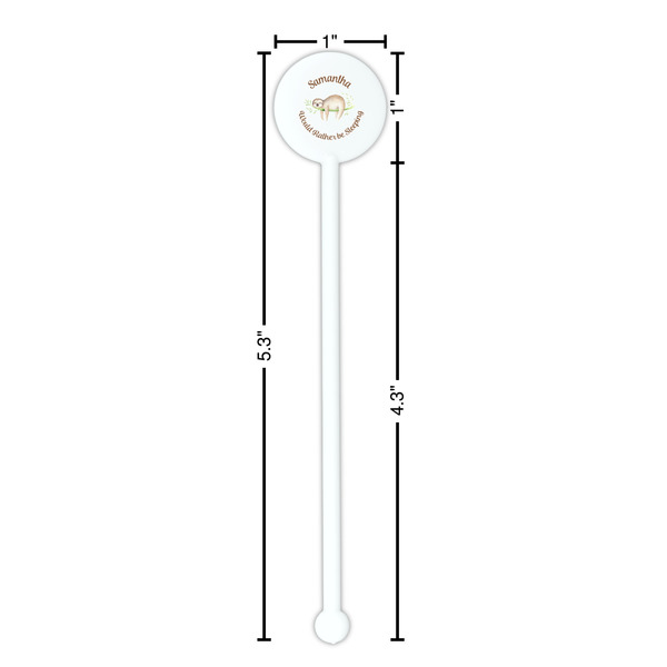 Sloth White Plastic 5.5" Stir Stick - Round - Dimensions