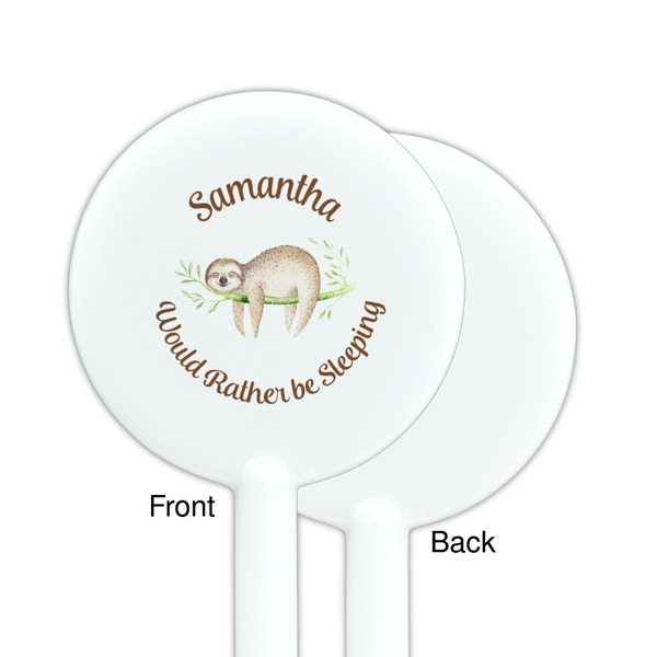 Sloth White Plastic 5.5" Stir Stick - Single Sided - Round - Front & Back