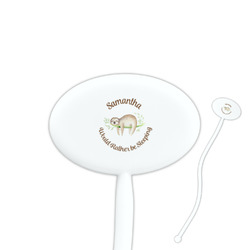 Sloth 7" Oval Plastic Stir Sticks - White - Double Sided (Personalized)