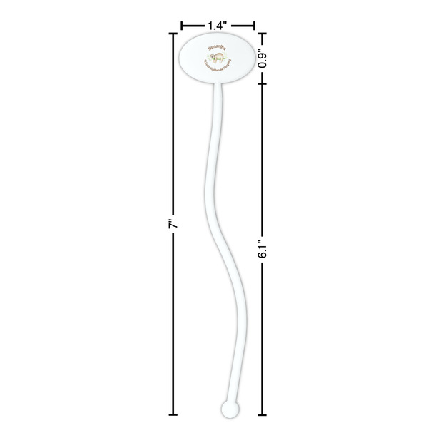 Sloth White Plastic 7" Stir Stick - Oval - Dimensions