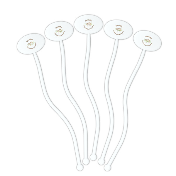 Sloth White Plastic 7" Stir Stick - Oval - Fan