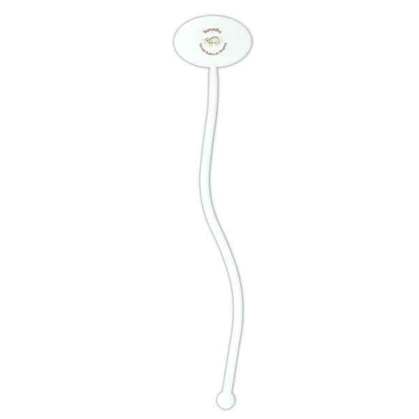 Sloth White Plastic 7" Stir Stick - Oval - Single Stick