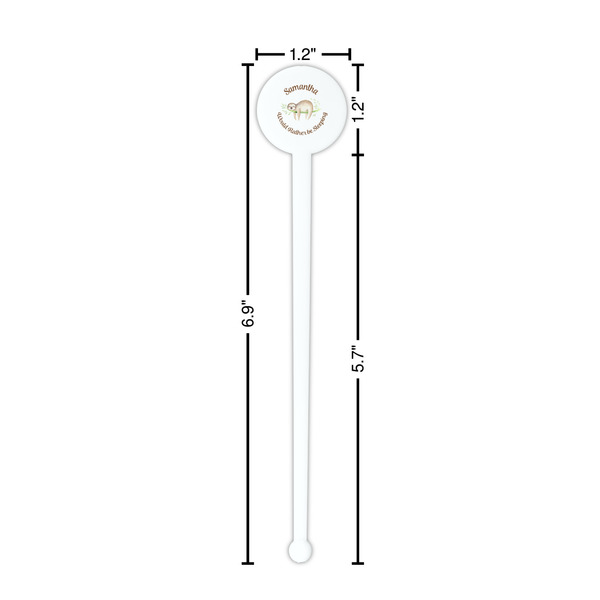 Sloth White Plastic 7" Stir Stick - Round - Dimensions
