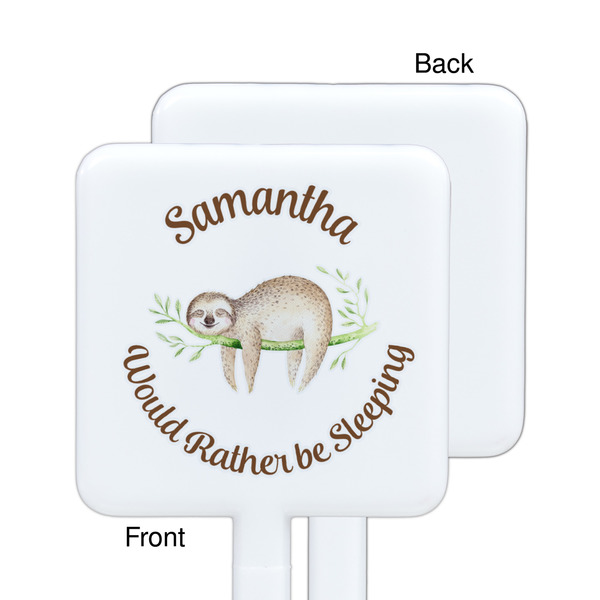 Sloth White Plastic Stir Stick - Single Sided - Square - Approval