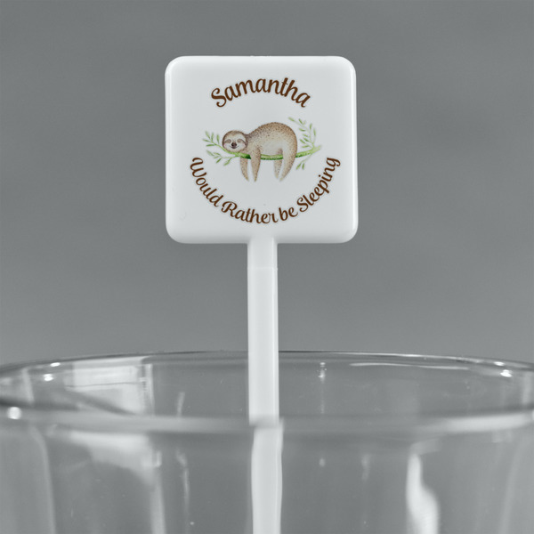 Sloth White Plastic Stir Stick - Square - Main