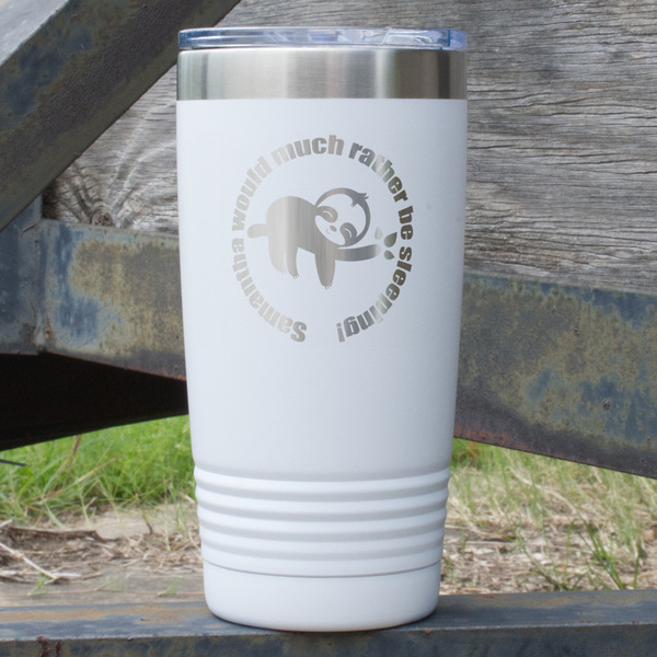 Custom Sloth 20 oz Stainless Steel Tumbler - White - Double Sided (Personalized)