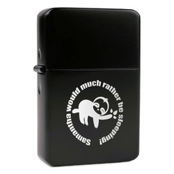 Sloth Windproof Lighter - Black - Single Sided & Lid Engraved (Personalized)