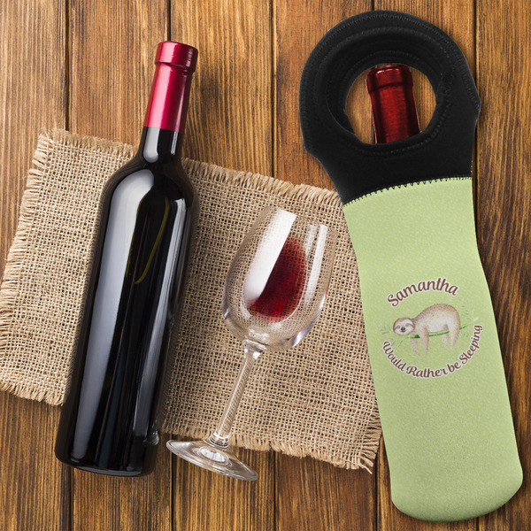 Sloth Wine Tote Bag - FLATLAY