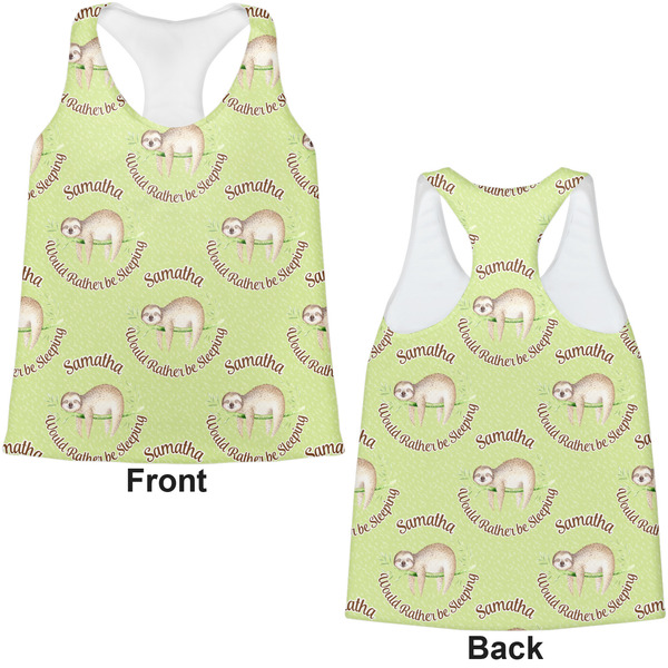 Sloth Womens Racerback Tank Tops - Medium - Front and Back