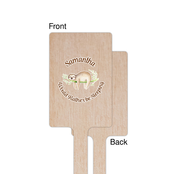 Sloth Wooden 6.25" Stir Stick - Rectangular - Single - Front & Back