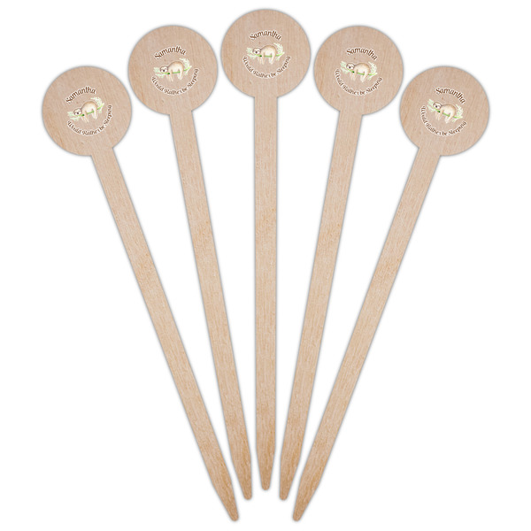 Sloth Wooden 6" Food Pick - Round - Fan View