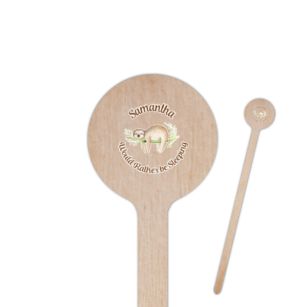 Custom Sloth 6" Round Wooden Stir Sticks - Single Sided (Personalized)