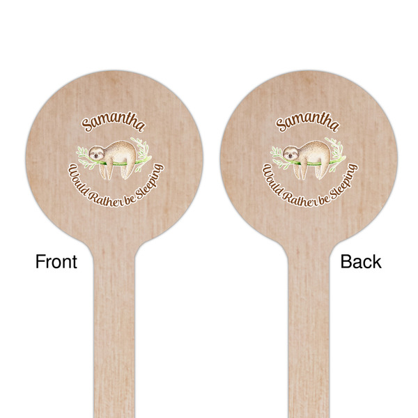 Sloth Wooden 6" Stir Stick - Round - Double Sided - Front & Back