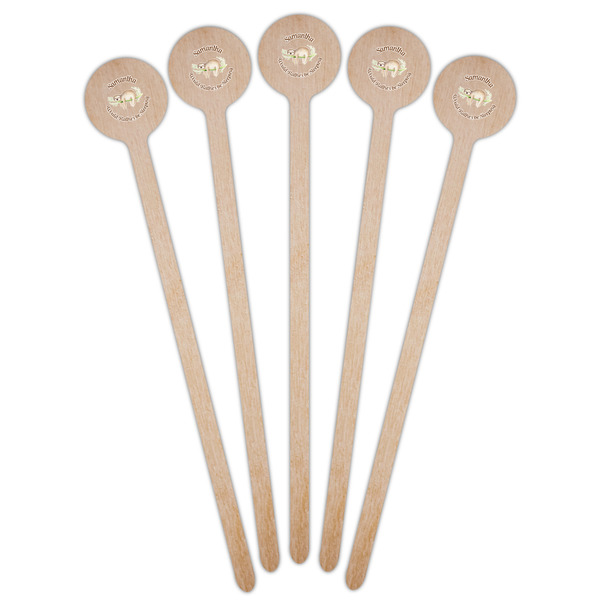 Sloth Wooden 6" Stir Stick - Round - Fan View