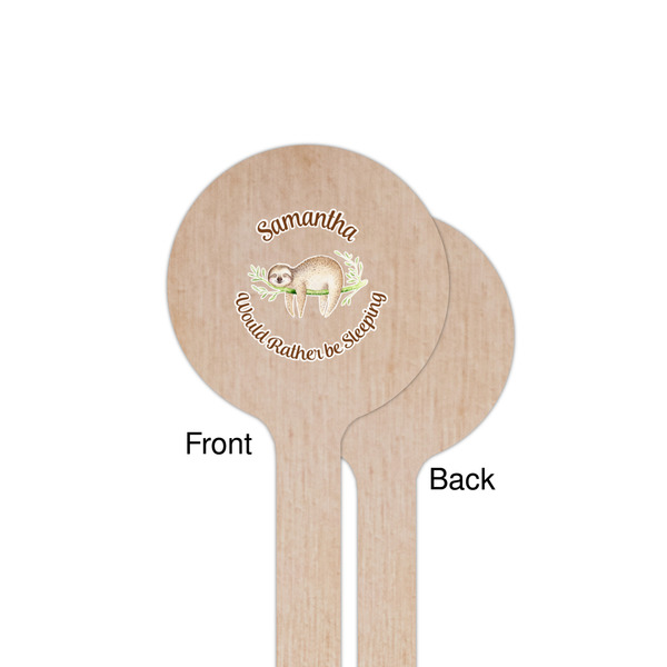 Sloth Wooden 7.5" Stir Stick - Round - Single Sided - Front & Back