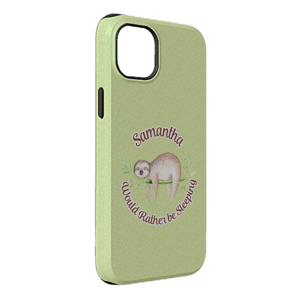 Custom Sloth iPhone Case - Rubber Lined - iPhone 14 Plus (Personalized)