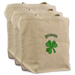 St. Patrick's Day Reusable Cotton Grocery Bags - Set of 3 (Personalized)