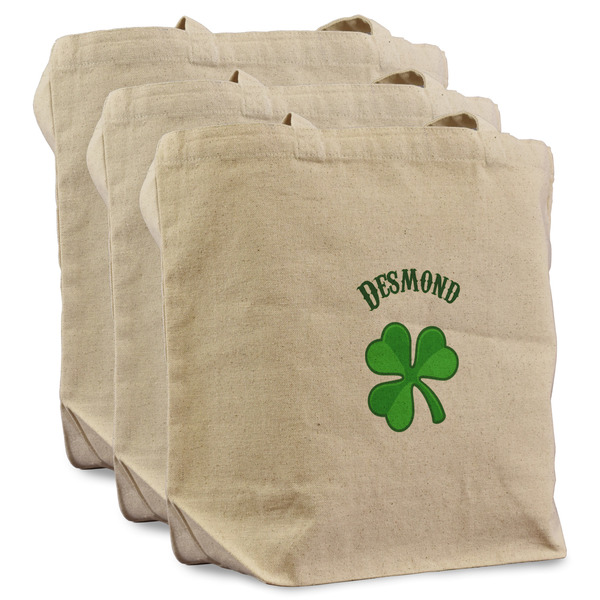 Custom St. Patrick's Day Reusable Cotton Grocery Bags - Set of 3 (Personalized)