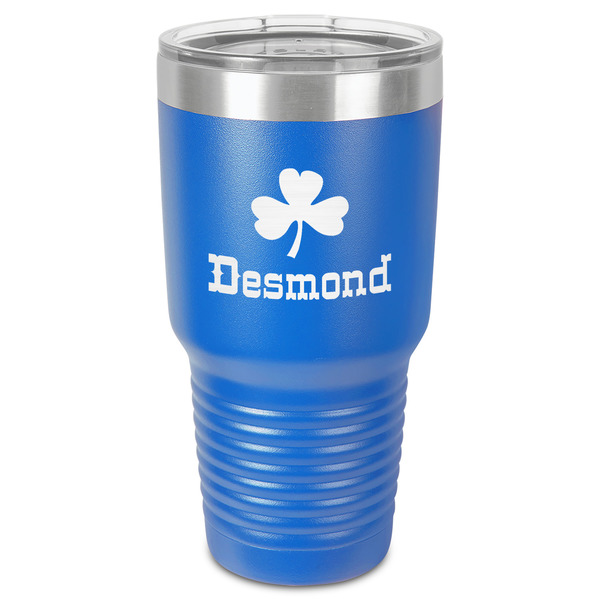 Custom St. Patrick's Day 30 oz Stainless Steel Tumbler - Royal Blue - Single-Sided (Personalized)