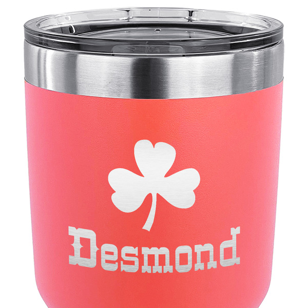St. Patrick's Day 30 oz Stainless Steel Ringneck Tumbler - Coral - CLOSE UP