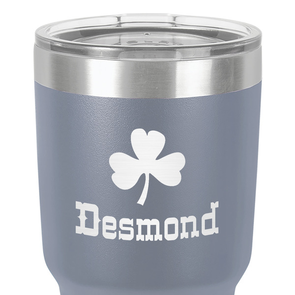 St. Patrick's Day 30 oz Stainless Steel Ringneck Tumbler - Grey - Close Up