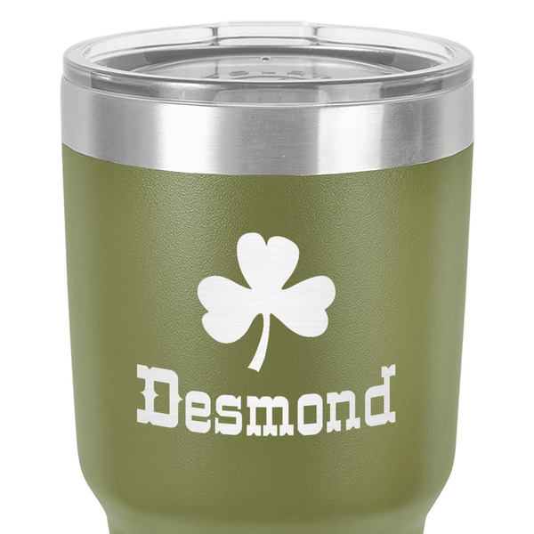 St. Patrick's Day 30 oz Stainless Steel Ringneck Tumbler - Olive - Close Up