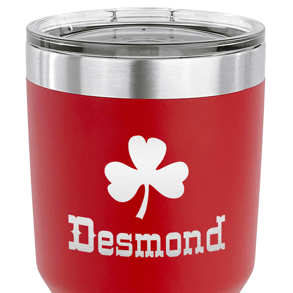 St. Patrick's Day 30 oz Stainless Steel Ringneck Tumbler - Red - CLOSE UP