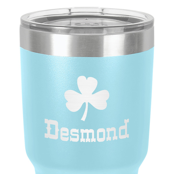 St. Patrick's Day 30 oz Stainless Steel Ringneck Tumbler - Teal - Close Up