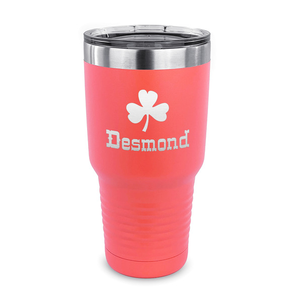 Custom St. Patrick's Day 30 oz Stainless Steel Tumbler - Coral - Single Sided (Personalized)
