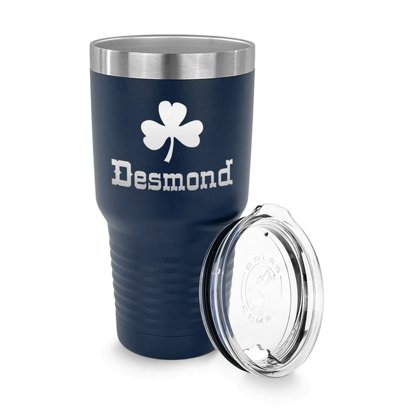 St. Patrick's Day 30 oz Stainless Steel Ringneck Tumblers - Navy - LID OFF